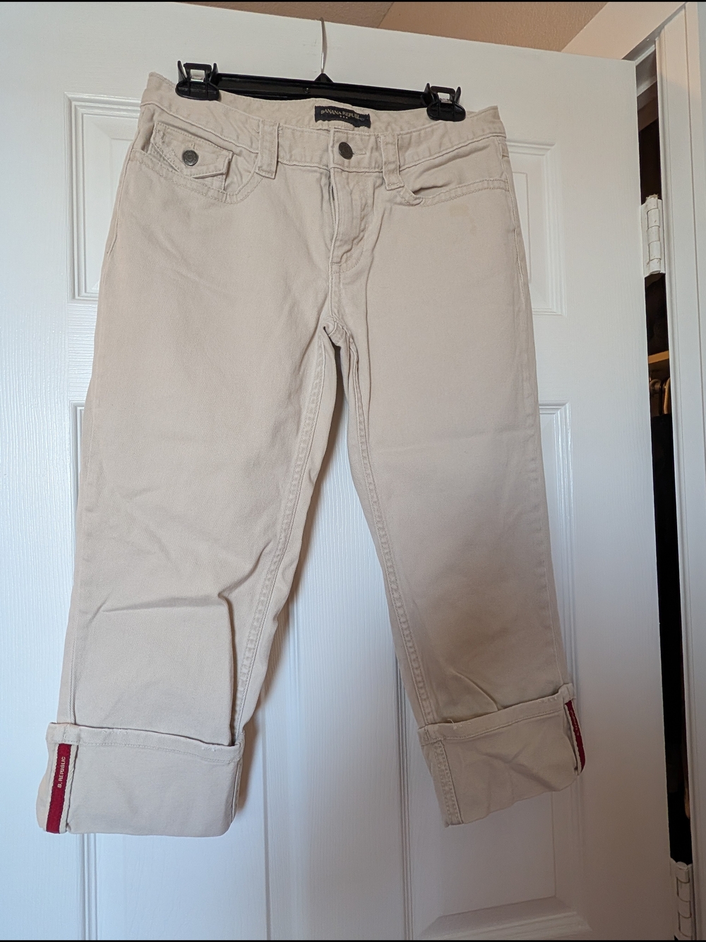 Banana Republic Beige Cram Capris Pants Sz 6 Vintage Y2K